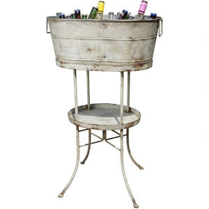 Top Quality Galvanized Beverage Tub with Iron Stand Outdoor Party Wine Ice Bucket Metal <b>Drink</b> <b>Cooler</b> for Events Affordable Price - Product Image 1