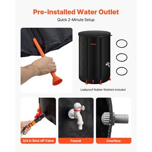 Barile da pioggia nero pieghevole da 66 galloni 500D in PVC sistema portatile di raccolta dell'acqua da giardino Kit per il trabocco dell'acqua piovana - Product Image 5