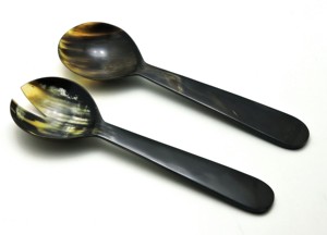 Hot Selling Eco-Friendly Dishwasher Safe Horn <b>Salad</b> Servers Set of 2 Handmade From Natural Buffalo Horn for Home Kitchen Use - Product Image 6