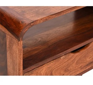 Solid Wood Contemporary Curved <b>TV</b> <b>Unit</b> | Modern Media Console with Rounded Edges & 2 Drawers | OEM ODM Manufacturer Jodhpur - Product Image 5