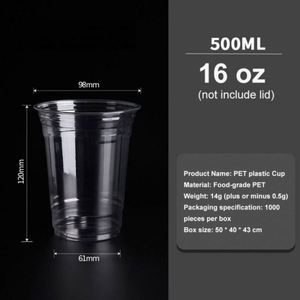 Gobelets en plastique jetables transparents pour boissons froides avec logo personnalisé, 8oz, 9oz, 10oz, 12oz, 20oz, 24oz, 16oz, pour la promotion - Product Image 2