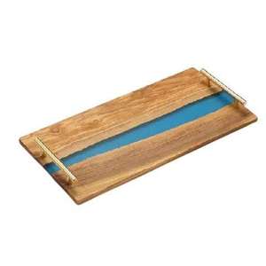 Luxury Decorative Resin <b>Serving</b> <b>Tray</b> with <b>Gold</b> Handles Marble Texture Display <b>Tray</b> for Coffee Table or Vanity Decor - Product Image 6