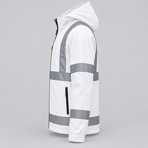Chaqueta de seguridad de alta visibilidad clase 2, impermeable, reflectante, con capucha y cremallera, chaquetas de seguridad industrial con capucha - Product Image 2