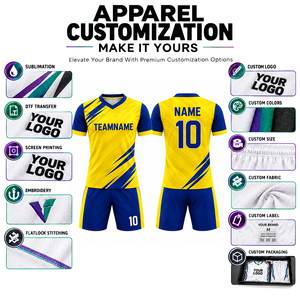 Ensemble de maillots de football personnalisés de qualité supérieure, col en V, manches courtes, 100% polyester, impression sublimée, évacuation de l'humidité, pour hommes adultes - Product Image 3