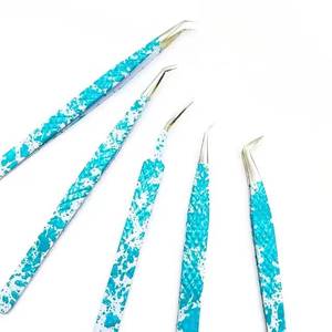 ชุดแหนบดึงขนตาสแตนเลสอย่างดี ลายหินอ่อนสีน้ำเงิน 5 ชิ้น บรรจุในกล่อง - Product Image 2