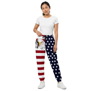 Pantalon de survêtement décontracté pour homme, motif aigle drapeau américain, en toile, taille élastique, sublimation polyester, poids moyen, pour l'automne - Product Image 5