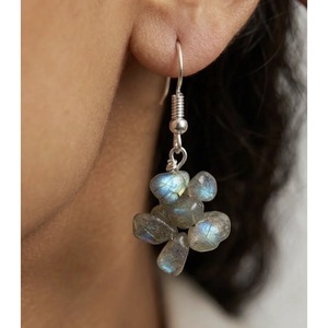 Boucles d'oreilles pendantes en labradorite entrelacée, faites à la main, vente en gros, bijoux en pierres précieuses de Jaipur, Inde - Product Image 1