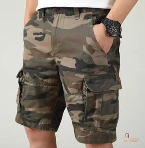 Men's Cargo Shorts Mid Waist Drawstring Breathable Canvas Casual Bermuda Shorts with Pockets - Product Image 4
