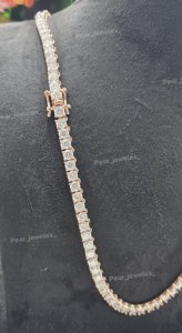 Collier chaîne tennis unisexe en moissanite plaqué rhodium, taille brillant rond, classique pour le quotidien - Product Image 5