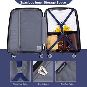 Set da 3 pezzi Navy da 3 pezzi (20/24/28) rigida doppia Spinner valigia con lucchetto leggero e resistente Set 3 pezzi - Product Image 4