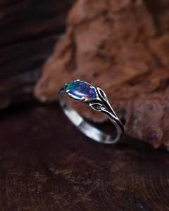 Opal Engagement <b>Ring</b> 18k Gold Marquise Cut Floral <b>Dainty</b> Art Deco Wedding Gift Jewelry - Product Image 6