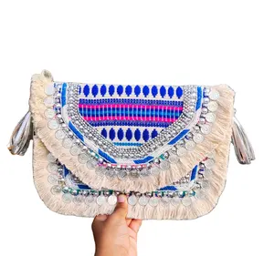 Новый индийский дизайн, сумки-клатчи ручной работы с вышивкой, оптовая продажа, женские сумки от индийского поставщика от роскошных поделок