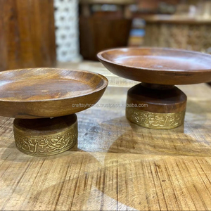 Brass Inlay Arabic Pattern Wooden Cake Stand Candy Stand Chocolate Stand From India by Craftsy Home - Product Image 4