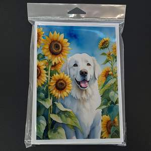 Whimsical Kuvasz in Sunflowers A7 Tamaño 5x7 Tarjetas de felicitación en blanco Paquete de 8 con sobres para notas y mensajes - Product Image 3