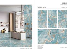 กระเบื้องพอร์ซเลนลายไอริสสุดหรู ขนาด 600x1200 มม. รูปแบบแผ่นใหญ่พิเศษ ผิวสัมผัสคริสตัลคุณภาพพรีเมียม สำหรับตกแต่งผนังและพื้นภายในและภายนอกอาคารที่ทันสมัย - Product Image 2