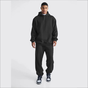 Conjunto Deportivo Moderno Minimalista de Felpa para Hombre, Sudadera con Bolsillo Frontal y Pantalones Jogger de Pierna Ajustada, Dos Piezas - Product Image 1