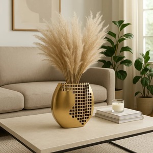 Vase de table en métal transparent de luxe, support décoratif pour fleurs, pour salon, approvisionnement en gros, intérieur moderne et élégant en fer - Product Image 3
