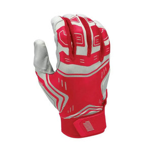 Full Finger Baseball Gloves Leather <b>Red</b> White Hook And Loop Closure Non Slip All Seasons Adult Right Handed Baseball Gloves - Product Image 5