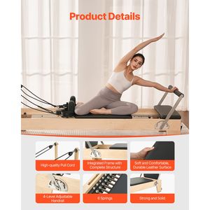 Machine de Pilates Reformer en bois à double résistance avec ressorts, équipement d'entraînement pour la maison et le studio - Product Image 5