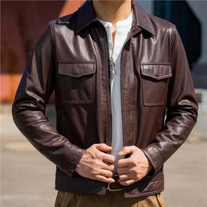 Blouson de moto en cuir personnalisé avec logo OEM, fermeture éclair, court, en laine tissée, coupe-vent, imperméable, streetwear, vêtement d'extérieur - Product Image 6