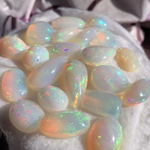 Opales éthiopiennes naturelles, cabochons ovales, ronds, en forme de poire et carrés, multi-feu, pierres précieuses en vrac, double face, pour la création de bijoux - Product Image 1