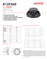 Haut-parleur de graves OPRA robuste de 12 pouces 700W avec aimant en ferrite et audio haute résolution, garantie de 3 ans pour système de sonorisation professionnel PA et DJ
