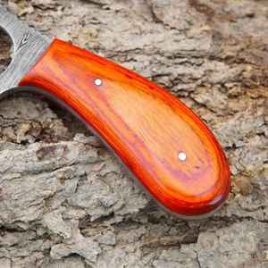 Couteau de chasse en acier Damas forgé à la main de haute qualité, personnalisé, idéal pour le camping et les activités de plein air, couteau à désosser et à éviscérer avec anse intégrée - Product Image 4