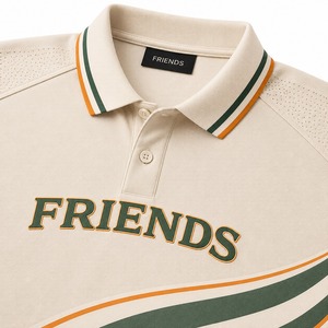 Polo à manches courtes pour homme, tricoté, respirant, style preppy avec imprimé lettres - Product Image 3