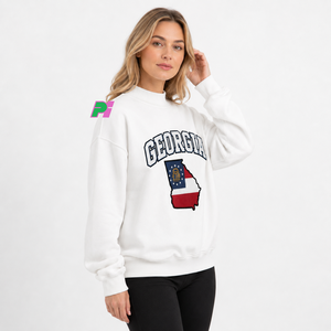 Sudadera de cuello alto Georgia para mujer, negra, con mapa del estado bordado, corte oversize, para otoño - Product Image 2