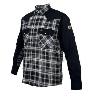 Chemises de travail pour hommes en flanelle noire et coton ignifuge, manches longues, pour soudage, vente en gros - Product Image 3