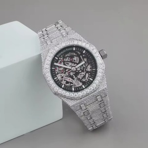 Montre de luxe unisexe en moissanite et diamant, cadran en cristal saphir, bracelet en acier inoxydable, mouvement à quartz ETA, affichage analogique-numérique 10 - Product Image 1