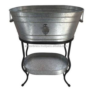 Newest Design Metal Wine Cooler <b>with</b> <b>Stand</b> Large Metal Ice <b>Bucket</b> Beverage Tub Classic Wine <b>Bucket</b> <b>with</b> Handle - Product Image 6