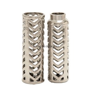 Best Seller Stainless Steel Silver <b>Polished</b> With Gold Plated Leaf Branch Designer Base Table Centerpiece Decorative Flower Vase - Product Image 6