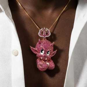 Rapper Jewelry Bling Red <b>Devil</b> Cartoon Pendant 925 Silver With Moissanite With Rhodium Plated Fine Jewelry Pendants & Charms - Product Image 4