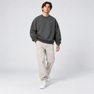 Sudadera de cuello redondo para hombre, de poliéster, para gimnasio, fabricante de ropa deportiva, marca privada, con cremallera lateral desgastada, sudaderas extragrandes - Product Image 5