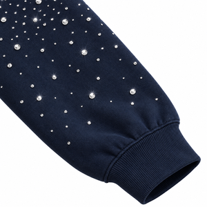 Sudadera con Capucha Personalizada Ecológica de Forro Polar con Logotipo Frontal de Pedrería para Mujer, Chaqueta con Capucha y Bolsillos, Estilo Casual - Product Image 2