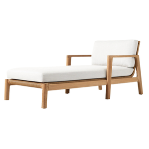 Chaise longue d'extérieur en teck tropical avec dossier en rotin tressé, lit de repos inclinable, mobilier de style moderne pour resort, chaise longue de patio - Product Image 6