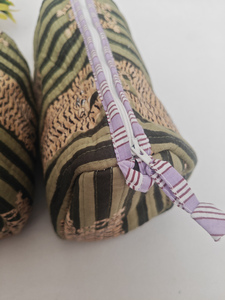 Tiger Green Stripe Block Printed Durable Cotton Zipper <b>Makeup</b> <b>Case</b> Indian Pouches Travel Cosmetic Practical - Product Image 6