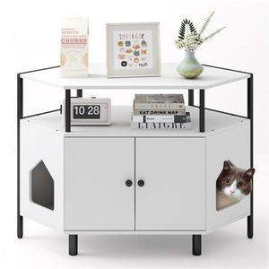 Polygonal Cat House White Living Room Cabinet Furniture Cat Litter Box Pet Furniture - Product Image 4