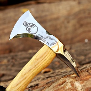 Hacha de campamento Nordic Forge de acero al carbono de 15 pulgadas con mango de madera de fresno, funda de cuero, personalizada industrialmente, OEM, grabada con ácido - Product Image 6