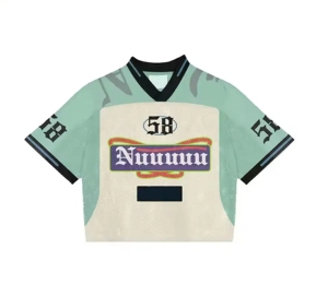 เสื้อฟุตบอลตาข่ายคุณภาพพรีเมียม ทรงครอป ดีไซน์สั่งทำได้ สินค้ามาใหม่ สตรีทแวร์ ทรงบ็อกซี่ พิมพ์ลายกราฟิก ทรงหลวม 100% - Product Image 6