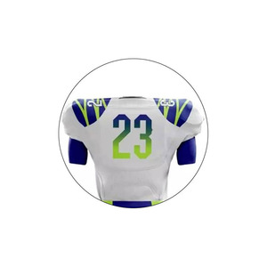 Uniforme de Fútbol Americano Sublimado Personalizado, Conjunto de Camiseta y Pantalones de Fútbol Americano Blancos y Verde Menta para Hombre - Product Image 2