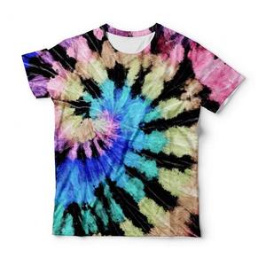 T-shirt pour homme à manches courtes avec impression par sublimation tie-dye personnalisée, col rond, coupe régulière, motif tricoté décontracté, haut sportif - Product Image 1