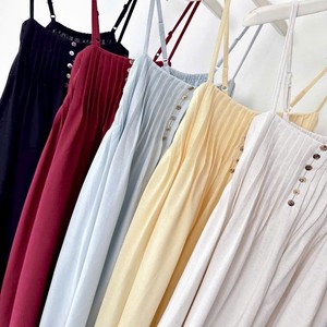 Vestido Maxi Boho Personalizado de Satén con Tirantes Finos y Botones al Frente, Cintura Natural, Moda Femenina OEM - Product Image 1