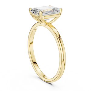 แหวนเพชรทรงมรกตแบบคลาสสิก ตัวเรือนทอง 14Kt 18Kt หรือแพลตตินั่ม ดีไซน์เรียบหรู สำหรับงานหมั้นและงานแต่งงาน เครื่องประดับชั้นดี - Product Image 1