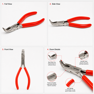 Pince à bec courbé professionnelle en acier inoxydable, pince de précision à pointe incurvée avec poignée antidérapante pour la fabrication de bijoux et le pliage de fils - Product Image 5