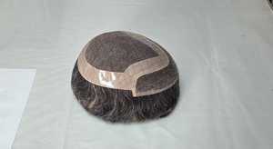 Toupee de Cabello Humano con Encaje Suizo en Forma de U, Cabello Remy, 130% de Densidad, Negro Natural Corto, Gorra sin Pegamento, Tamaño Promedio - Product Image 3