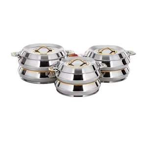 Cacerola de Acero Inoxidable con Grabado Floral y Tapa, Plato Decorativo para Servir, 33 cm de Diámetro, Ecológico, para Buffet y Catering - Product Image 6