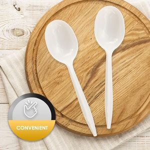 1000 Cucchiai Monouso Bianchi per Zuppa, Peso Medio, Durevoli, per Feste, Catering e Servizio Alimentare - Product Image 3