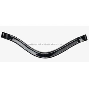 Impresionante banda de cejas de caballo de charol con incrustaciones de cristales decorativos para brida inglesa en COB completa de gran tamaño - Product Image 3